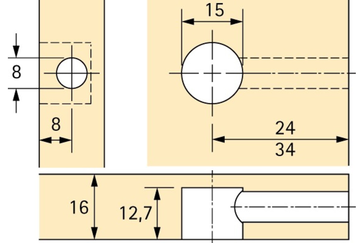 Exzenter-Verbindungsbeschlag HETTICH Rastex 15, für 16 mm Fachböden