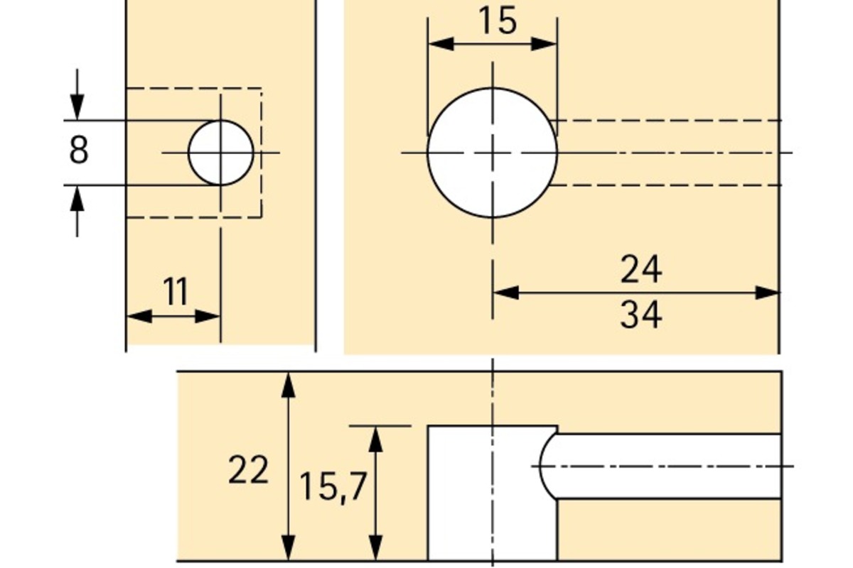 Exzenter-Verbindungsbeschlag HETTICH Rastex 15, für 22 mm Fachböden