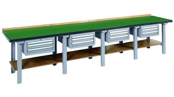 Werkbankkombinationen für 4 Metall-Arbeitsplätze