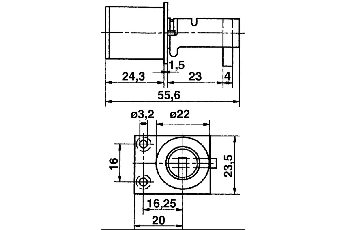 Zentralverschluss-Zylinder KABA 8, Typ 1158-A, frontale Bedienung