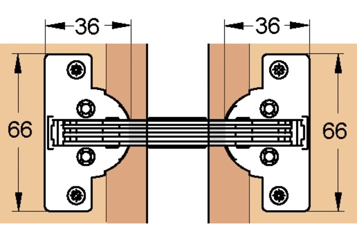 Gehrungs Topfband für Türfronten mit 45° Gehrungen