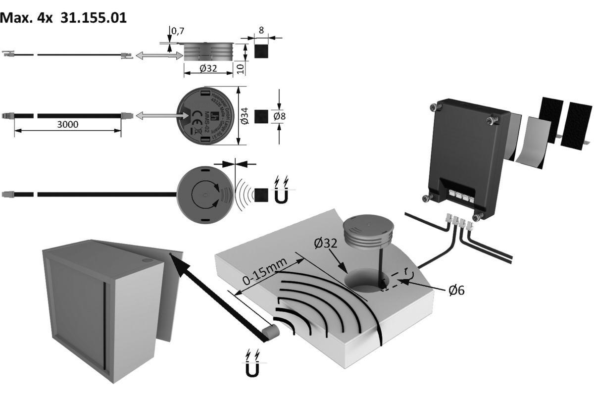 Magnet-Sensoren HALEMEIER zu Sensorschalter MultiSwitch2 Master 12 / 24 / 230 V