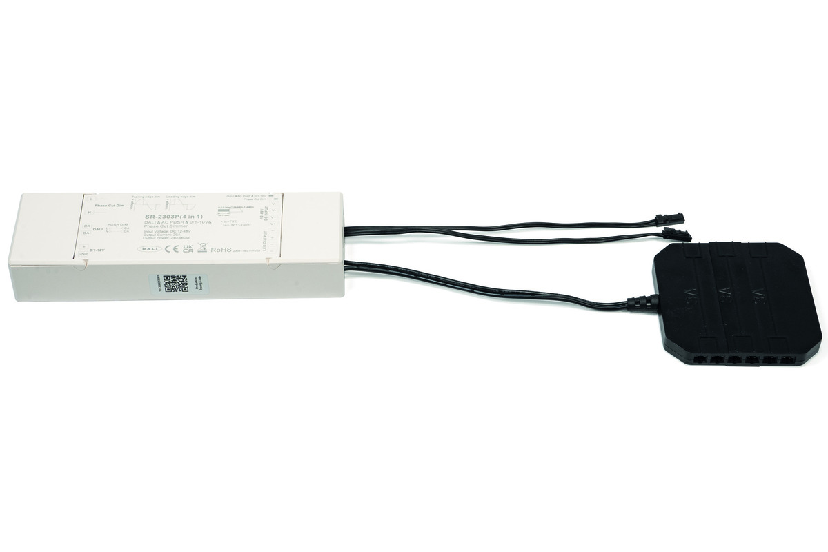 LED Dimmschalter L&S 12 / 24 V Schnittstelle DALI, Push-Dim, 1-10 V und Phasenanschnitt