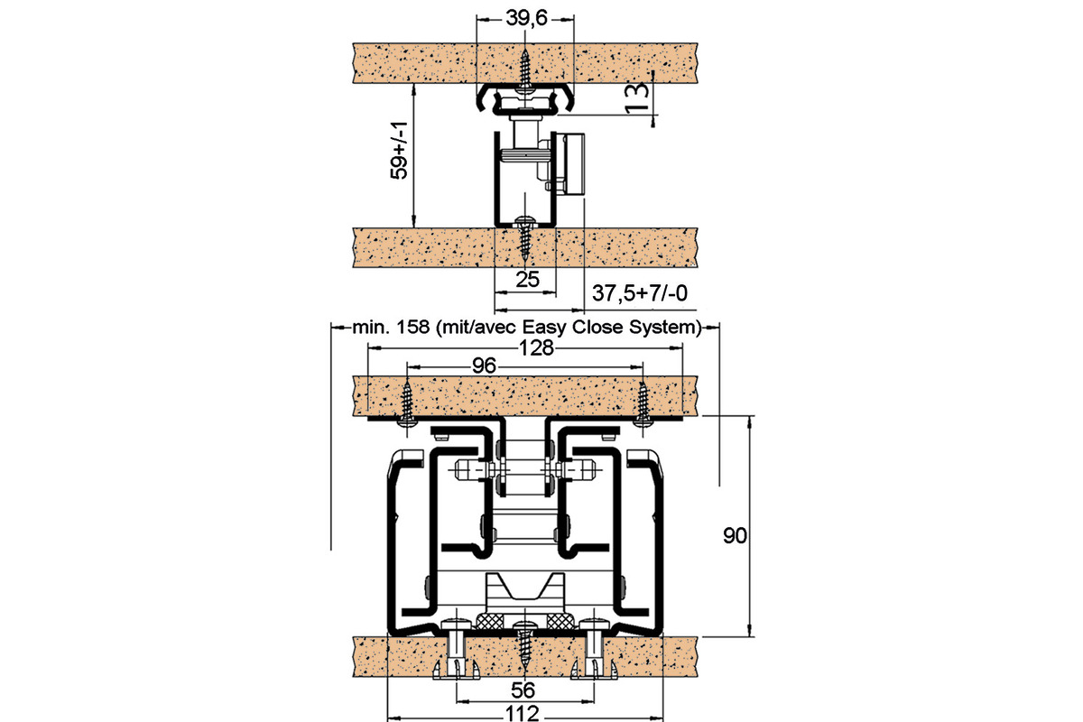Hochschrank-Front-Vollauszüge FULTERER FR 777 für Holzkonstruktionen