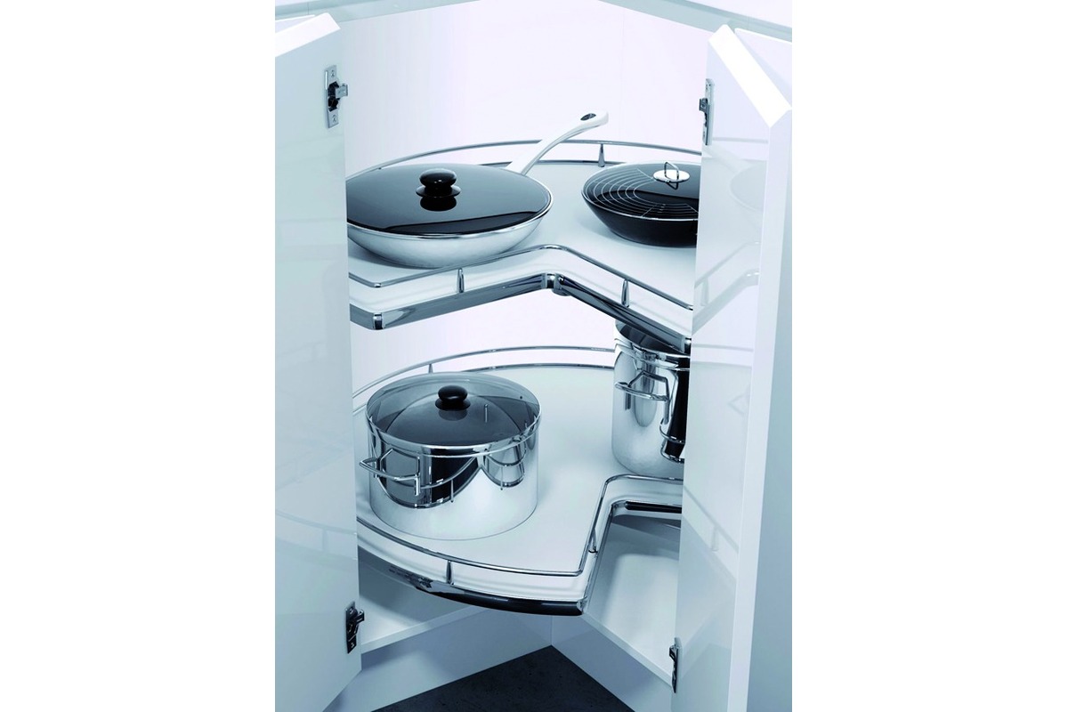 Eckkarusselbeschläge Recorner maxx für Eckmöbel 90° mit scharnierten Türen