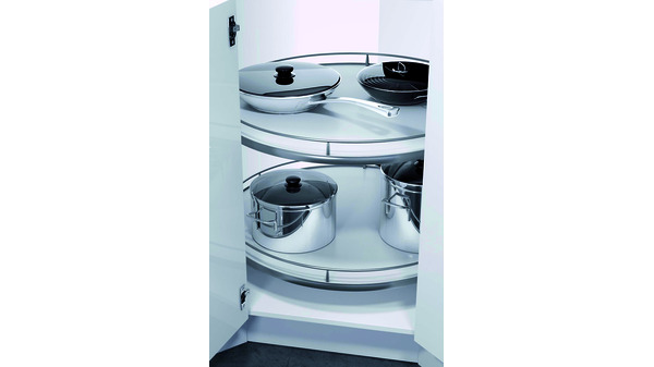 Eckkarusselbeschläge OK-LINE für Eckmöbel 45° mit scharnierten Türen