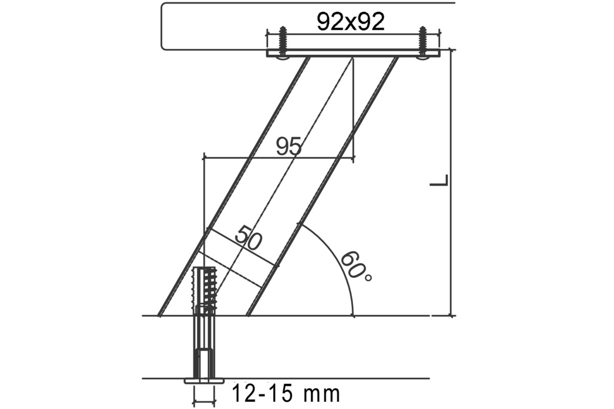 Barkonsolen für Holz- und Steinplatten, rund, ø 50 mm, gerade oder geneigt 30/60°