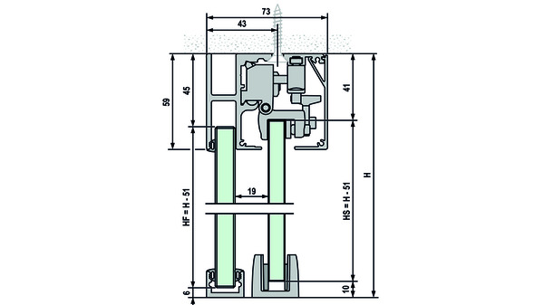 Komplett-Set VITRIS Portavant M50, Deckenmontage, mit Seitenteil