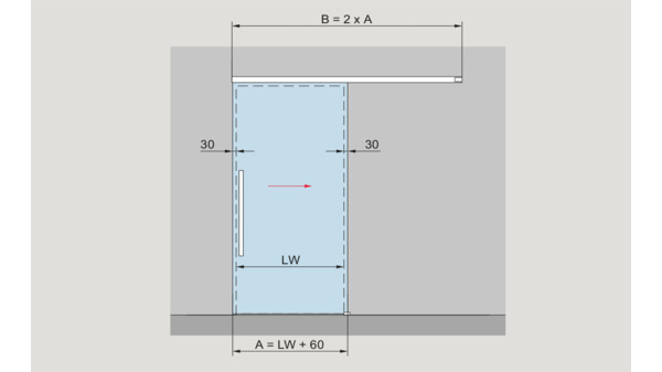 Komplett-Set DORMA GLAS MUTO 60 2.0, Wandmontage