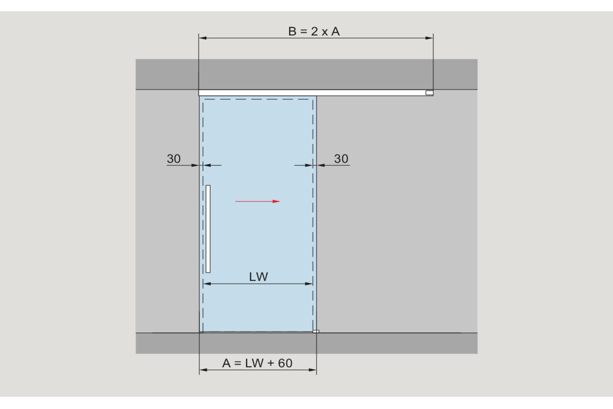 Komplett-Set DORMA GLAS MUTO 60 2.0, Deckenmontage