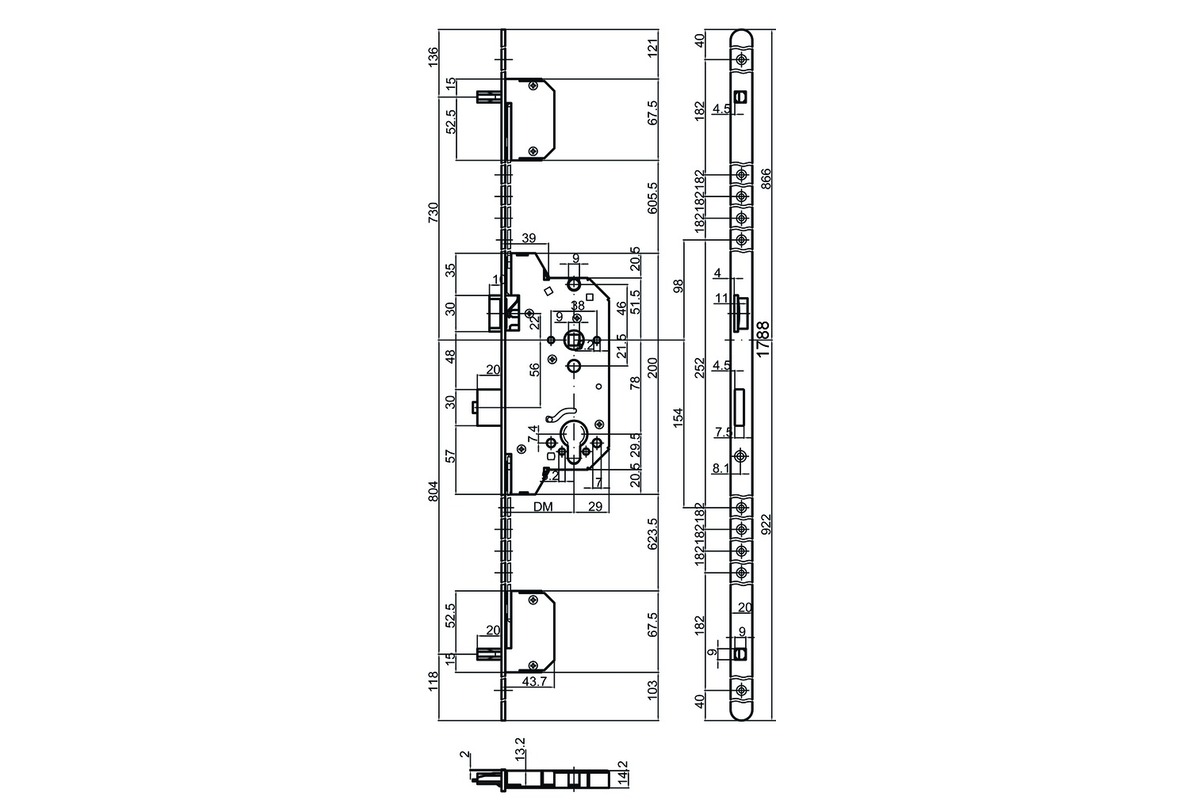 Panik-Sicherheits-Mehrpunktverriegelung MSL PANIK TRIBLOC 1859 PE-ZF