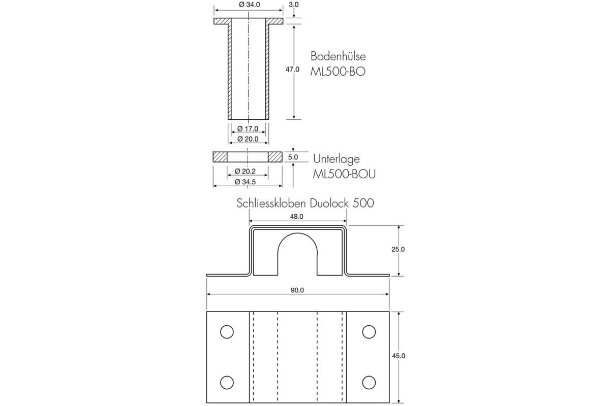 Doppelriegelschlösser QUADRAGARD Duo-Lock 500 - Standard