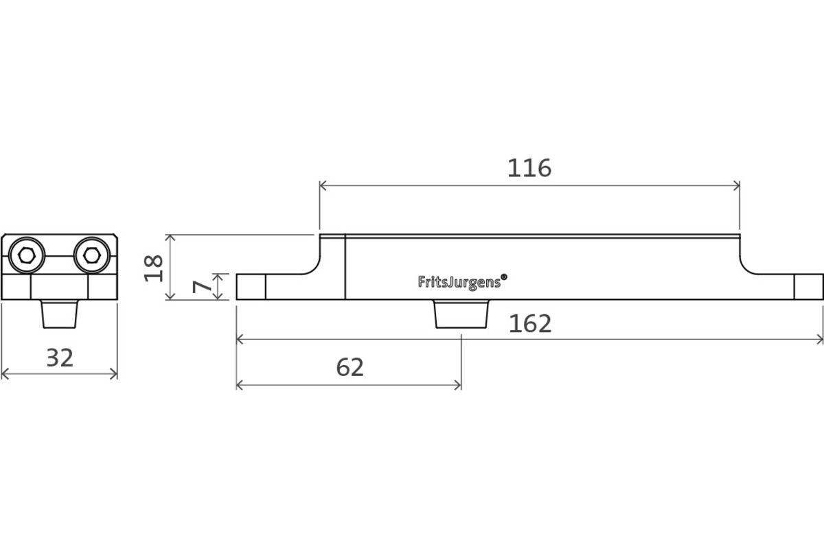 Unteres Pivot-Türband FRITSJURGENS System One/G 70mm