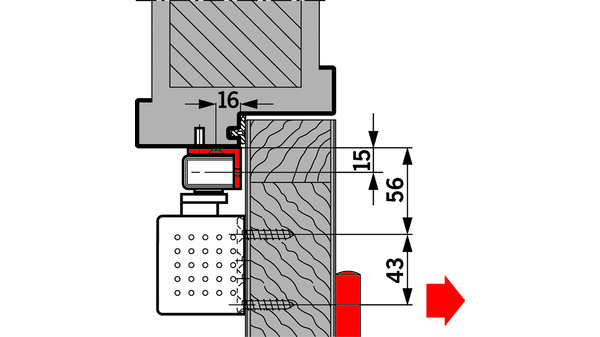 Sturzfutterwinkel für Gleitschienen DORMAKABA G-N