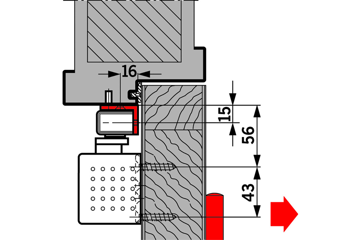 Sturzfutterwinkel für Gleitschienen DORMAKABA G-N