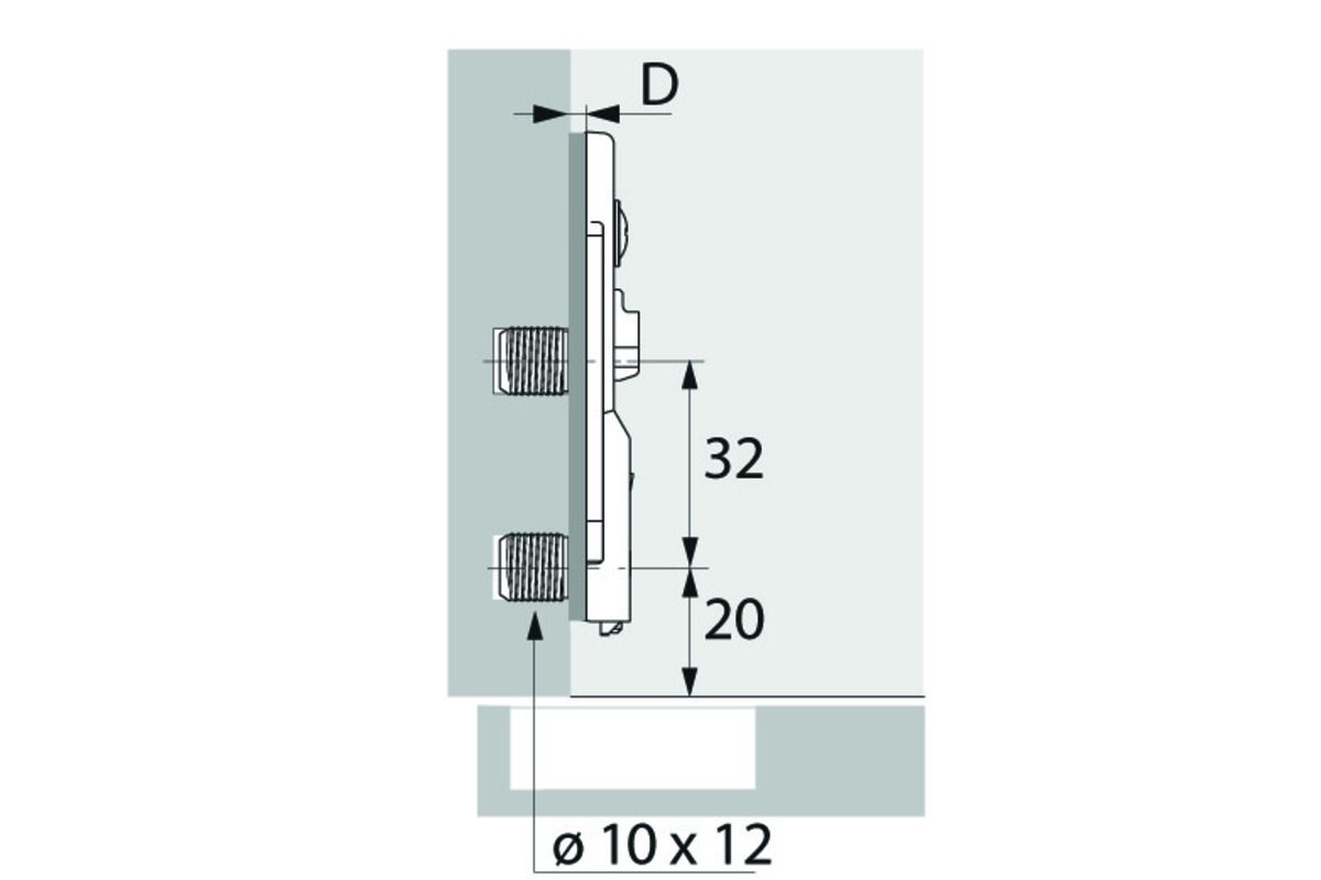 Linearmontageplatten HETTICH Sensys/Intermat 8099, Eckmontage, zum Einpressen