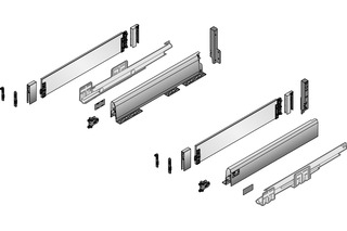Komplett-Set Schubkasten HETTICH ArciTech 94/186, mit DesignSide klar, 70 kg