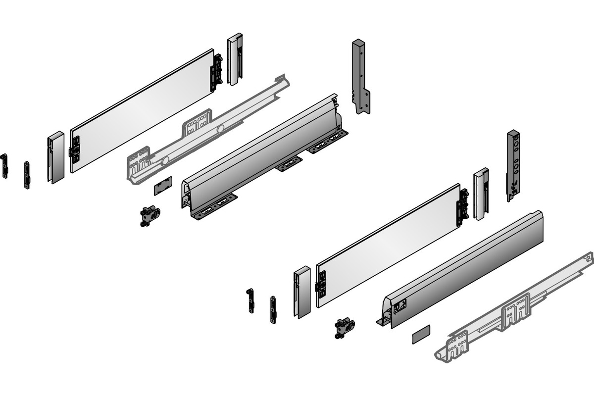 Komplett-Set Schubkasten HETTICH ArciTech 126/218, mit DesignSide klar, 40 kg