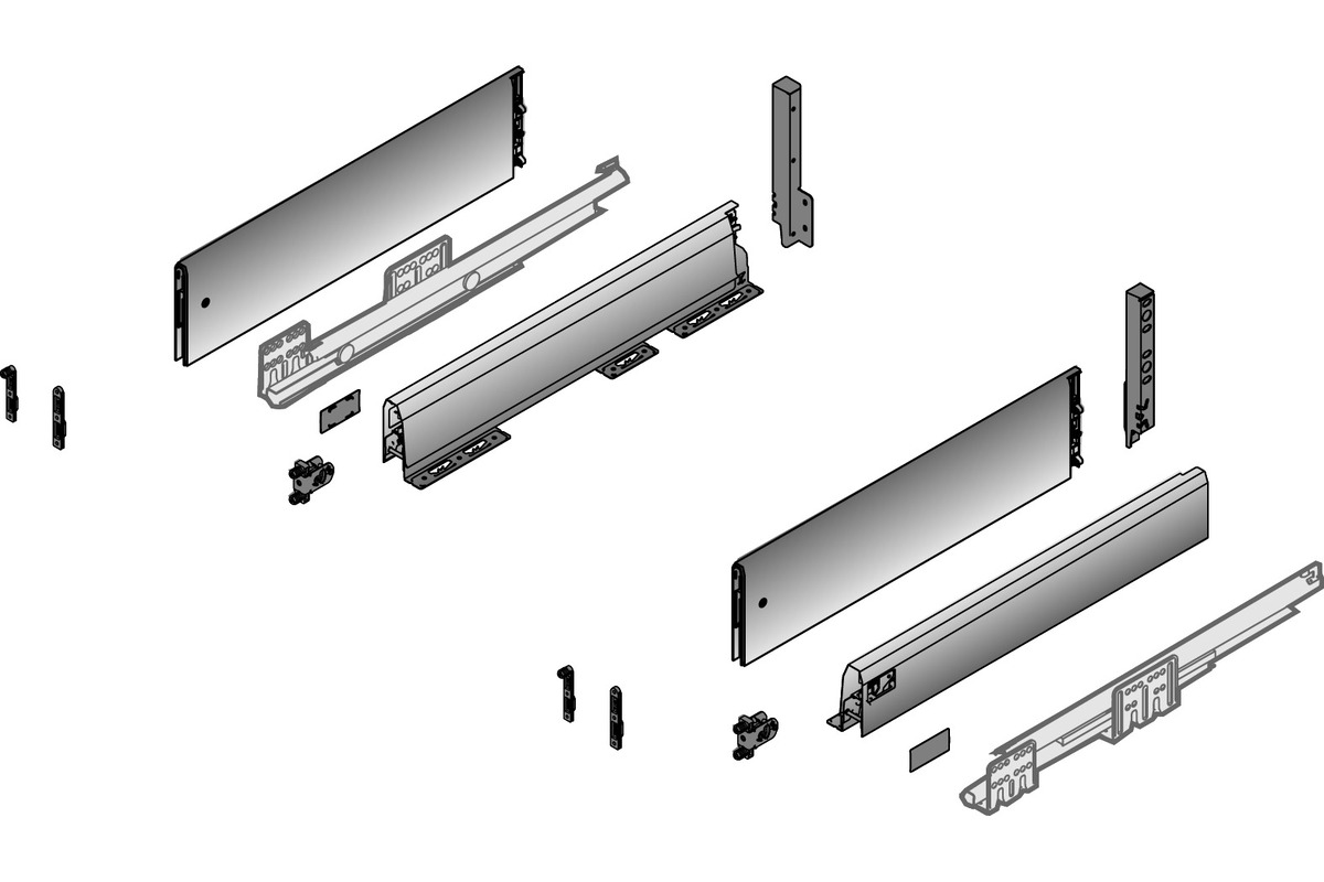 Komplett-Set Schubkasten HETTICH ArciTech 94/218, mit TopSide, 70 kg