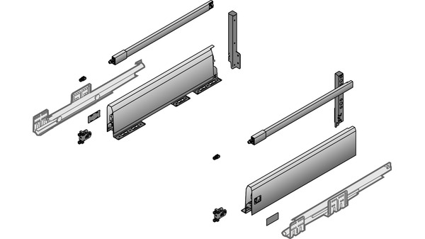 Komplett-Set Schubkasten HETTICH ArciTech 126/218, mit Längsreling, 70 kg