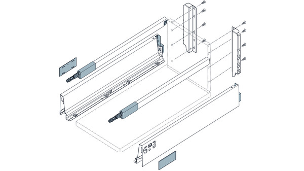 Komplett-Set Schubkasten BLUM TANDEMBOX antaro M / C mit Reling | opo.de