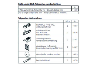 HAWA-Junior 80/G Teilgarnitur für 1 Türe