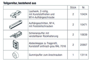 HAWA-Junior 160/G Teilgarnitur für 1 Türe