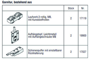 HAWA-Frontslide 60/B Teilgarn. für 1 Schiebeladen