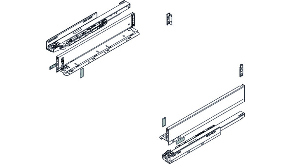 Schubkasten Komplett-Set BLUM Legrabox pure M, 40/70 kg, TIP-ON