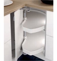 Eckschrank-Drehbeschläge NINKA MONDO für Eckmöbel 90° mit Falttüren, mit 2 ECO Tablaren