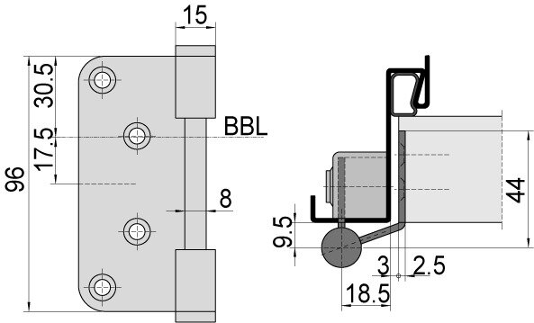 Simonswerk VARIANT Türband-Flügelteil V 0020 für gefälzte Türen Simonswerk VARIANT Türband-Flügelteil V 0020 für gefälzte Türen