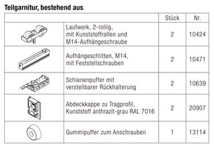 HAWA-Junior 160/G Teilgarnitur für 1 Türe