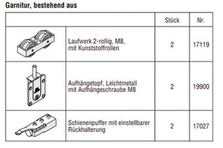 HAWA-Frontslide 60/B Teilgarn. für 1 Schiebeladen