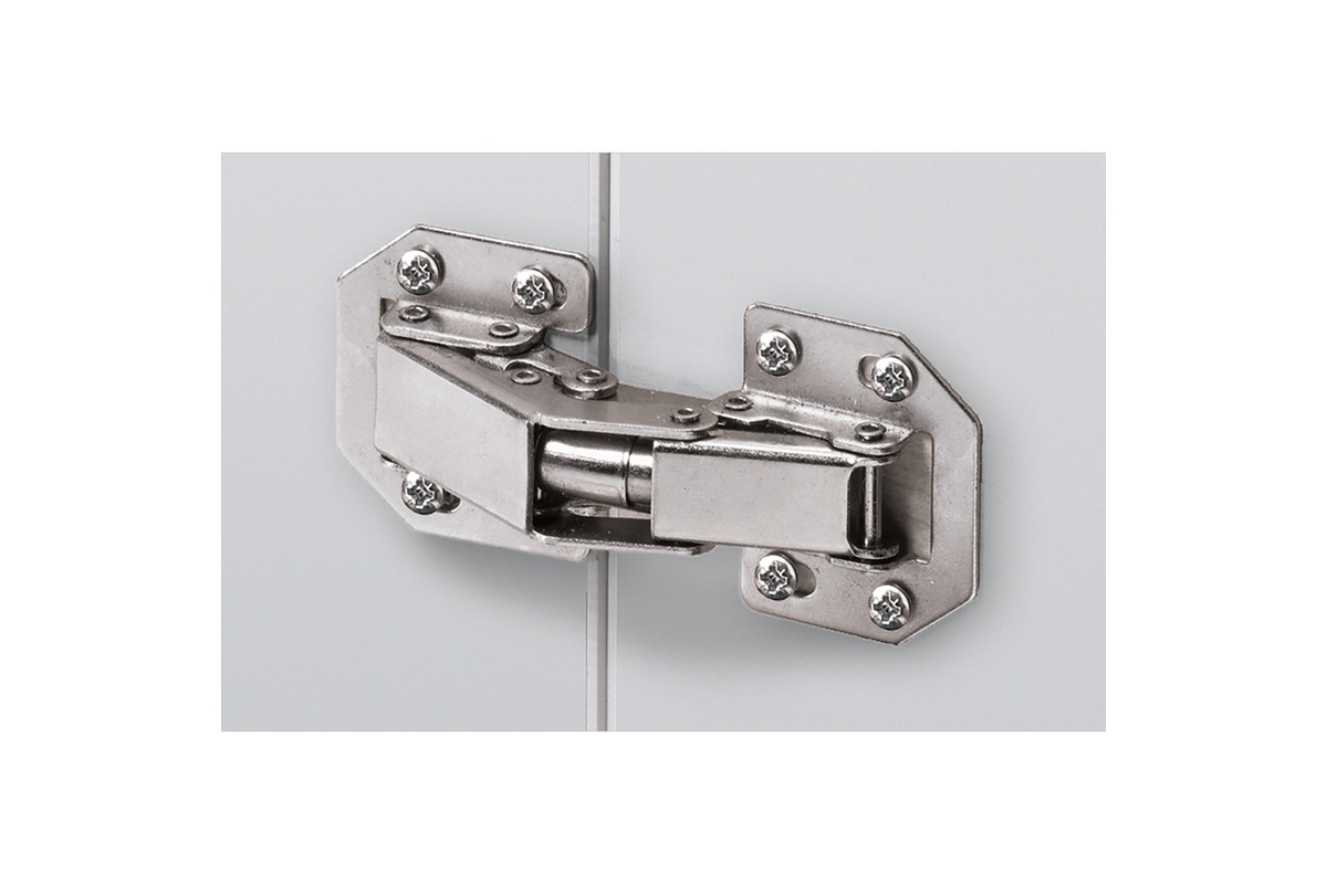 Aufschraubscharnier Mini mit Feder, Öffn